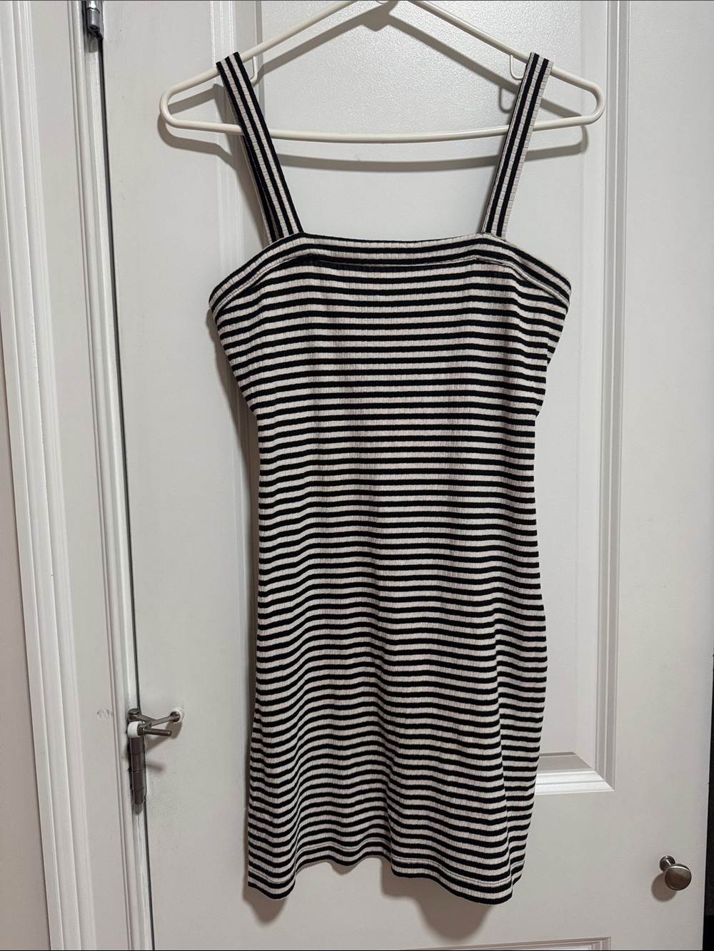 Privacy Please Striped Mini Dress in Black and White